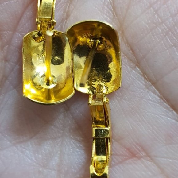 Two toned gold earring (yellow and white) - Picture 4 of 10